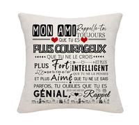 Bommex Cadeau d'inspiration pour Mon Ami Rappelle-toi Toujours Que Tu ES Plus Courageux Que Housse de Coussin pour Le Ami Cadeau d'anniversaire Cadeau de Noël Cadeau d'inspiration (Mon ami)