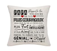 Bommex Cadeau d'inspiration pour Père Rappelle-toi Toujours Que Tu Es Plus Courageux Que Tu Ne Le Crois - Housse de Coussin pour Papa Anniversaire Fête des Pères Cadeau de Noël