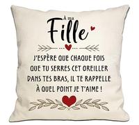 Bommex Cadeau pour Fille de Maman Papa j'espère Que Chaque Fois Que tu serres cet Oreiller il Te rappelle Combien Je t'aime Housse de Coussin pour Fille Cadeau d'anniversaire Cadeau de Noël(Fille)