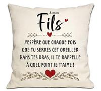 Bommex Cadeau pour Fils de Maman Papa j'espère Que Chaque Fois Que tu serres ce Coussin il Te rappelle Combien Je t'aime Housse de Coussin pour Fils Anniversaire Graduation Cadeau de Noël