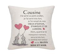 Bommex Cousine Housse de Coussin câlin pour cousine ou cousin - Cadeau d'anniversaire, de séparation ou de Noël
