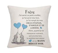 Bommex Housse de Coussin en Carton pour Frère - Cadeau d'Anniversaire, Thanksgiving, Séparation, Fête des Pères, Noël - Pour Sœur ou Frère