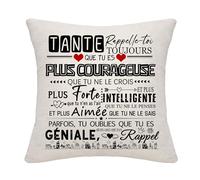 Bommex Housse De Coussin Inspirante Pour Tante : Rappelle-Toi Toujours Que Tu Es Plus Courageuse - Idéal Cadeau Anniversaire, Fête Des Mères Et Noël