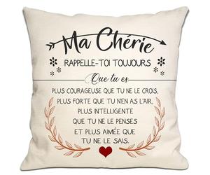 Bommex Rappelle-toi Toujours Que tu ES Plus courageuse Que tu ne Le Crois Housse de Coussin pour Ma Chère Femme Petite Amie Cadeau pour Elle Anniversaire Saint-Valentin Cadeau de Noël (ma chère-1)