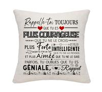 Bommex Rappelle-toi Toujours Que Tu ES Plus Courageuse Que Tu Ne Le Crois Que Tu ES Géniale Housses de Coussin pour Femmes Filles Maman Fille Soeur Amis Anniversaire Graduation Cadeau de Noël(Elle)