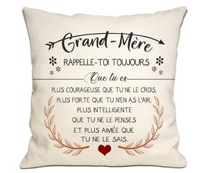 Bommex Tu ES Plus courageuse Que tu ne Le Crois Housses de Coussin pour Grand-mère Cadeau d'inspiration pour Mamie Anniversaire Fête des mères Cadeau de Noël(chère Grand-mère-1)
