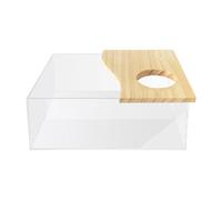 BommFu Bain de Sable pour Hamsters,Salle de Bain en Acrylique Transparent et Bois | de Poussière pour Hamster - pour Jouer Explorer Cacher Toilettes Nettoyage Gerbille