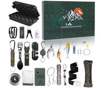 BommFu Calendrier De Compte À Rebours 24 Jours - Calendrier Masculin avec Outil de Survie | Petit Matériel de Camping Portable pour Hommes Aventuriers en Plein Air Quotidien Randonnée Voyage