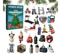 BommFu Calendrier De L'Avent 2025 Ornements D'Équipement Fitness | 2D Acrylique Halloween Noël Décor Pendentif | 24 Jours d Ornements Sportifs,pour Anniversaire Fête Cadeaux Sacs Portefeuille Voiture