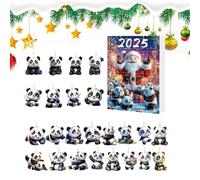 BommFu Calendrier de l'Avent de Noël - Pendentif panda 24 jours 2D - Compte à rebours 2025 - Bijoux festifs pour anniversaire, vacances - Décoration intérieure et extérieure - Pour adultes et