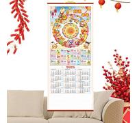 BommFu Calendrier mural chinois, calendrier chinois 2025 | Calendrier annuel serpent suspendu | Décorations traditionnelles du Nouvel An | Calendrier lunaire attrayant de 12 mois pour la maison