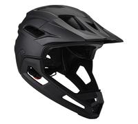 BommFu Casque De Vélo De Montagne, Casque Intégral Antichoc avec Mentonnière Amovible Et Visière, Casque Vélo Réglable, Unisexe, Noir