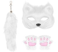 BommFu Costume Loup Adulte, Costume Jeu de Rôle, Accessoires Déguisement Mignons Gants Pattes Masque Queue pour Fêtes Halloween Cosplay Carnaval