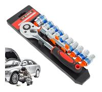 BommFu Jeu de clés à cliquet et clés à douille de 13 mm - Kit de réparation - 12 pièces - Outil d'entraînement pour la maison, le garage, la voiture, la moto