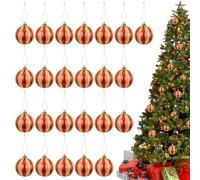 BommFu Lot de 24 boules de Noël rouges et dorées - 6 cm - Pendentifs anti-éclats - Pour intérieur et extérieur - Cheminée - Décoration murale de fête