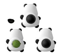 BommFu Lot de 3 jouets à mâcher en forme de panda pour chat - Avec herbe à chat - Pour le nettoyage des dents, le jeu en intérieur, contre l'ennui, l'exercice et