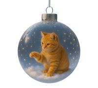 BommFu Ornement De Noël Boule Chat - Décoration De Charme pour Les Fêtes - Pendentif d'arbre De Noël Boule Chat,pour Hiver Maison Salon Famille Voiture Rétroviseur Mur Manteau École Amateurs De