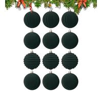 BommFu Ornements De Sapin De Noël | 12 Pièces Pendentif Suspendable - 8 Cm Boules en Velours Floqué pour Arbre,pour Centre Commercial Chambre Fenêtre Maison Fête De Noël Festival Intérieur
