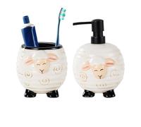 BommFu Porte-Bouteille de Savon - 2 Pièces en Céramique Forme De Mouton - Distributeur de Savon Moussant pour Les Mains | pour L'Évier, L'Hygiène Domestique, L'Organisation Familiale, La Cuisine