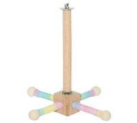 BommFu Statuette de jeu pour oiseaux, perchoirs pour cage à oiseaux, jouet en bois avec crochet et fonction de rotation à 360 ° pour cage et enclos