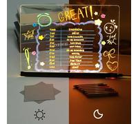 BommFu Tableaux Lumineux à Écrire,Panneaux de Messages LED en Acrylique | Bloc Luminescent Mémo Créatif Réinscriptible pour Sport Maison Fête Apprentissage Voyage