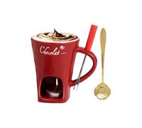 BommFu Tasse À Fondue Au Chocolat, Tasse À Fondue avec Fourchette, Caquelon pour Biscuits De Noël, Service À FondueAu Chocolat Multifonction, TasseChauffante pour Fromage, Beurre, Bonbons Et Caramel