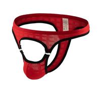 Bommi Fairy Culotte ouverte sur le devant pour homme, sous-vêtements taille basse avec fermeture à bouton, slip triangle, taille S-L, rouge, L