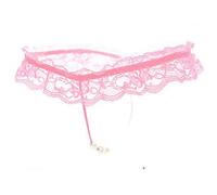 Bommi Fairy Femmes Sexy Dentelle Perle T Pantalons Mignon Tanga Gag Cadeau Taille Unique Sous-vêtements G-Strings, Rose pâle, taille unique