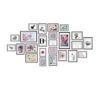 BOMOE Blossom Cadre Photo Ensemble 24 Pcs 10x 10x15 cm, 8x 13x18 cm, 4x 15x20 cm, 2x 20x30 cm pour Collages de Photos - Cadres Photo avec Passepartout - Décoration Murale Matière Synthetique (Noir)