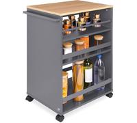 bomoe Chariot Cuisine à 4 Roulettes Blanc - FSC® Plan de Travail Chariot Rangement Desserte Salle de bain - 50x79x38cm Bengt