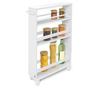 BOMOE Chariot de Rangement Blanc 50x79x15 cm Hylla - Desserte à 2 roulettes & Socles - Petite Étagère Rangement avec 3 Étagères & Plan de Travail FSC® - Petit Chariot de Cuisine, Salle de Bain