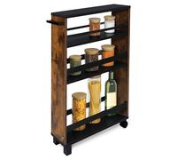 BOMOE Chariot de Rangement Marron & Noir 50x79x15 cm Hylla - Desserte à 2 roulettes & Socles - Petite Étagère Rangement avec 3 Étagères & Plan de Travail FSC® - Petit Chariot de Cuisine, Salle de Bain