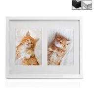 bomoe Multi Cadre Photo pêle-mêle Mural - pour 2 Photos (2X 13x18cm) - Dimension : 37,5x30x2,5cm - Blanc - Décoration Murale