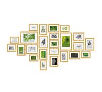 bomoe Nature Set de 24 Cadres photo Or - Cadre photo pele mele - Avec passepartout - Bois & plastique