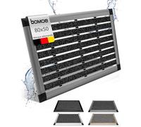 BOMOE Paillasson Aluminium 50x80 cm - AluGant Porte Principale - Résistant à la Pluie, Collecteur de Saleté Intérieur - Bleu-Gris Métallisé