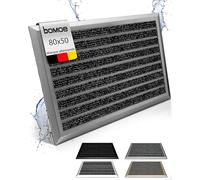 BOMOE Paillasson Aluminium 50x80 cm - Antidérapant Inoxydable Résistant aux Intempéries - Paillasson Exterieur Resistant Pluie Paillasson Interieur Porte Entrée Bureau Bleu-Gris Métallisé - AluGant
