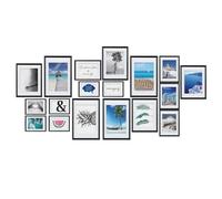 bomoe Paradise Set de 18 Cadres photo en matière synthétique & verre en plastique - Avec passepartout - Lot cadre photo Noir