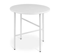 BOMOE Petite Table Basse Jardin Exterieur en Métal Blanc Ø 44 cm Plateau Anti-Rayures - Table d'appoint Extérieur Stable Légère Indoor Outdoor Balcon Terrasse Chambre Finn