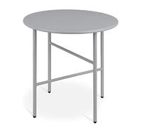 BOMOE Petite Table Basse Jardin Exterieur en Métal Gris Ø 44 cm Plateau Anti-Rayures - Table d'appoint Extérieur Stable Légère Indoor Outdoor Balcon Terrasse Chambre Finn