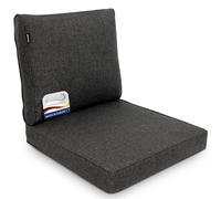 BOMOE Premium Lot de 2 Coussins Jardin Assise 50x50 cm & Dossier 50x50 cm - Protection UV & Lavable - Confortable Coussin Salon de Jardin Exterieur Anthracite pour Fauteuil Banc Chaise Ilano