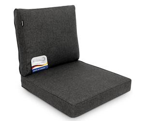 BOMOE Premium Lot de 2 Coussins Jardin Assise 50x50 cm & Dossier 50x50 cm - Protection UV & Lavable - Confortable Coussin Salon de Jardin Exterieur Anthracite pour Fauteuil Banc Chaise Ilano