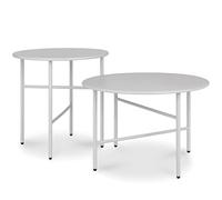 BOMOE Set de 2 Petite Table Basse Jardin extérieur métal Plateau Stable | Gris clair hauteur & diamètre inférieurs d'appoint légère indoor outdoor balcon terrasse Anti-Rayures ronde surface lot Finn
