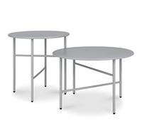 BOMOE Set de 2 Petite Table Basse Jardin extérieur métal Plateau Stable | Gris hauteur & diamètre inférieurs d'appoint légère indoor outdoor balcon terrasse Anti-Rayures ronde surface résistante Finn