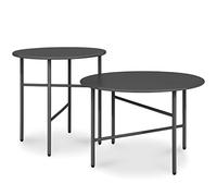 BOMOE Set de 2 Petite Table Basse Jardin extérieur métal Plateau Stable | Noir hauteur & diamètre inférieurs d'appoint légère indoor outdoor balcon terrasse Anti-Rayures ronde surface lot Finn