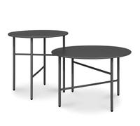 BOMOE Set de 2 Petite Table Basse Jardin Exterieur Métal Noir - Hauteur & Diamètre Inférieurs - Table d'appoint Extérieur Stable Légère Plateau Anti-Rayures Indoor Outdoor Balcon Terrasse Finn