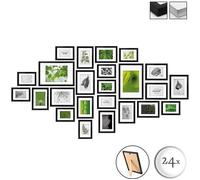 bomoe Set de 24 Cadres Photos Nature lot pour décoration Murale - Noir - 10x 10,5x15cm / 8X 13x18cm