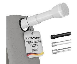 bomoe Tringle Rideau De Douche Extensible Sans Perçage 115-200 cm - Barre de Douche Télescopique Aluminium Antidérapante pour Rideau Douche, Salle de Bain, Baignoire - Tringle Vêtements Blanc Neptun