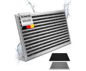 BOMOE XXL Paillasson Aluminium 60x90 cm Extra Large - Antidérapant Inoxydable Résistant aux Intempéries - Paillasson Exterieur Interieur pour Porte d'Entrée Bureau - Paillasson Argent AluGant