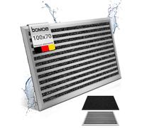 BOMOE XXL Paillasson Aluminium 70x100 cm Extra Large - Antidérapant Inoxydable Résistant aux Intempéries - Paillasson Exterieur Interieur pour Porte d'Entrée Bureau - Paillasson Argent AluGant