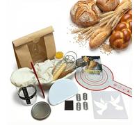 BOMOOMOO Set de Démarrage Levain, Banneton de Forme Ovale 23 cm, Avec Pot de Fermentation en Verre de 650 ml, Proofing Basket, Kit Professionnel Complet